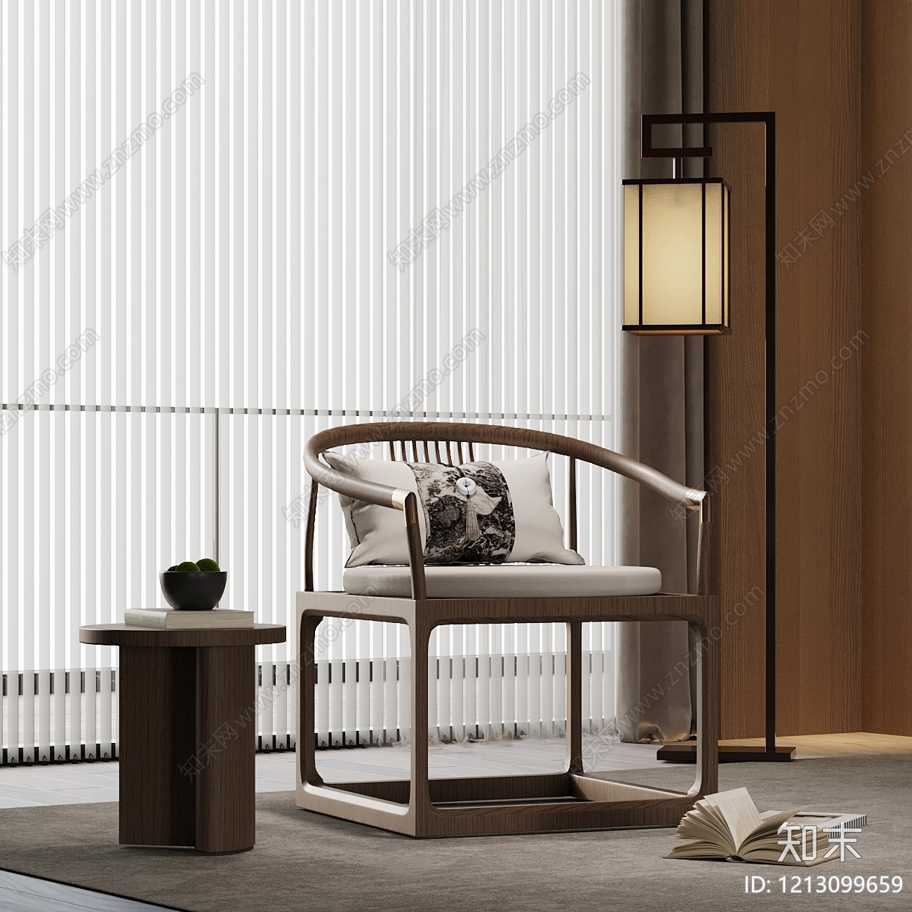 新中式休闲椅3D模型下载【ID:1213099659】