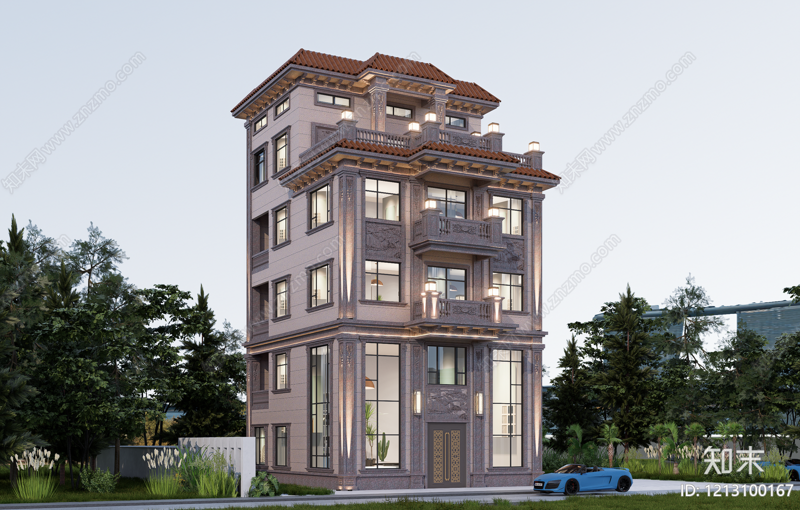 欧式别墅建筑施工图下载【ID:1213100167】