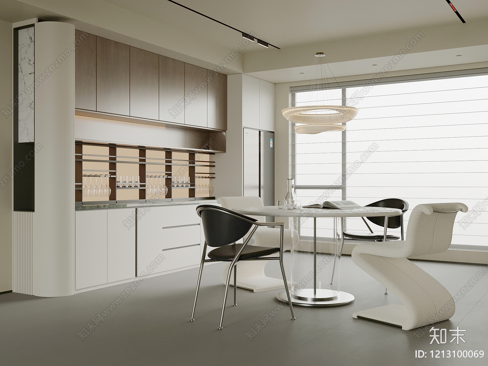 极简别墅客餐厅3D模型下载【ID:1213100069】