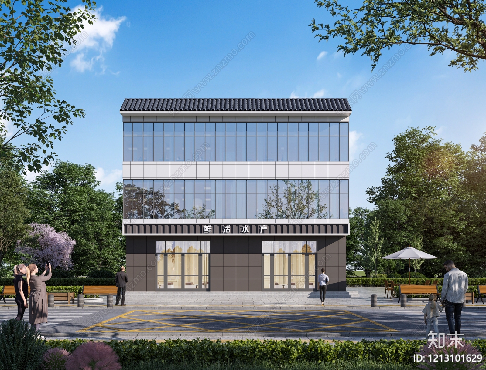 新中式其他住宅外观3D模型下载【ID:1213101629】