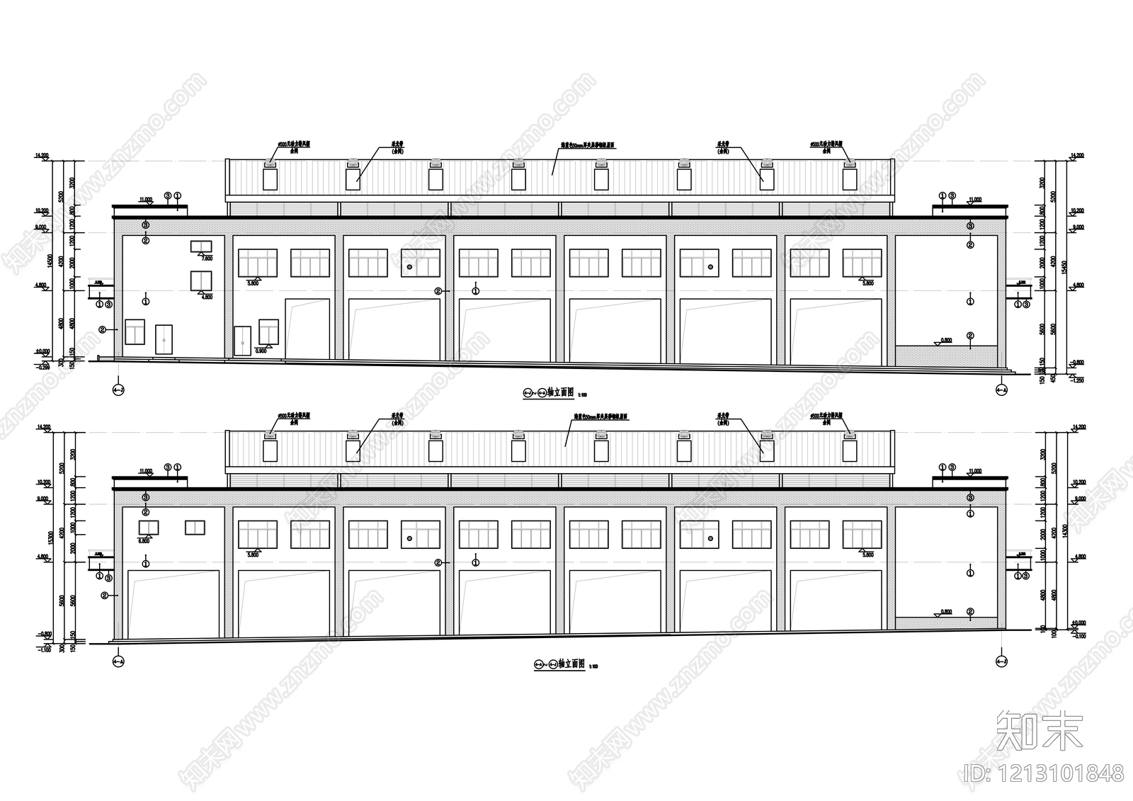 现代农贸市场建筑施工图下载【ID:1213101848】