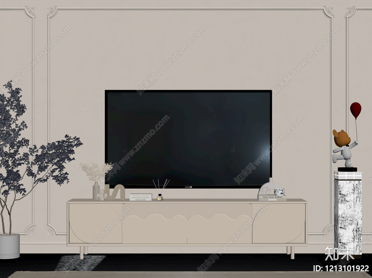 现代电视柜SU模型下载【ID:1213101922】