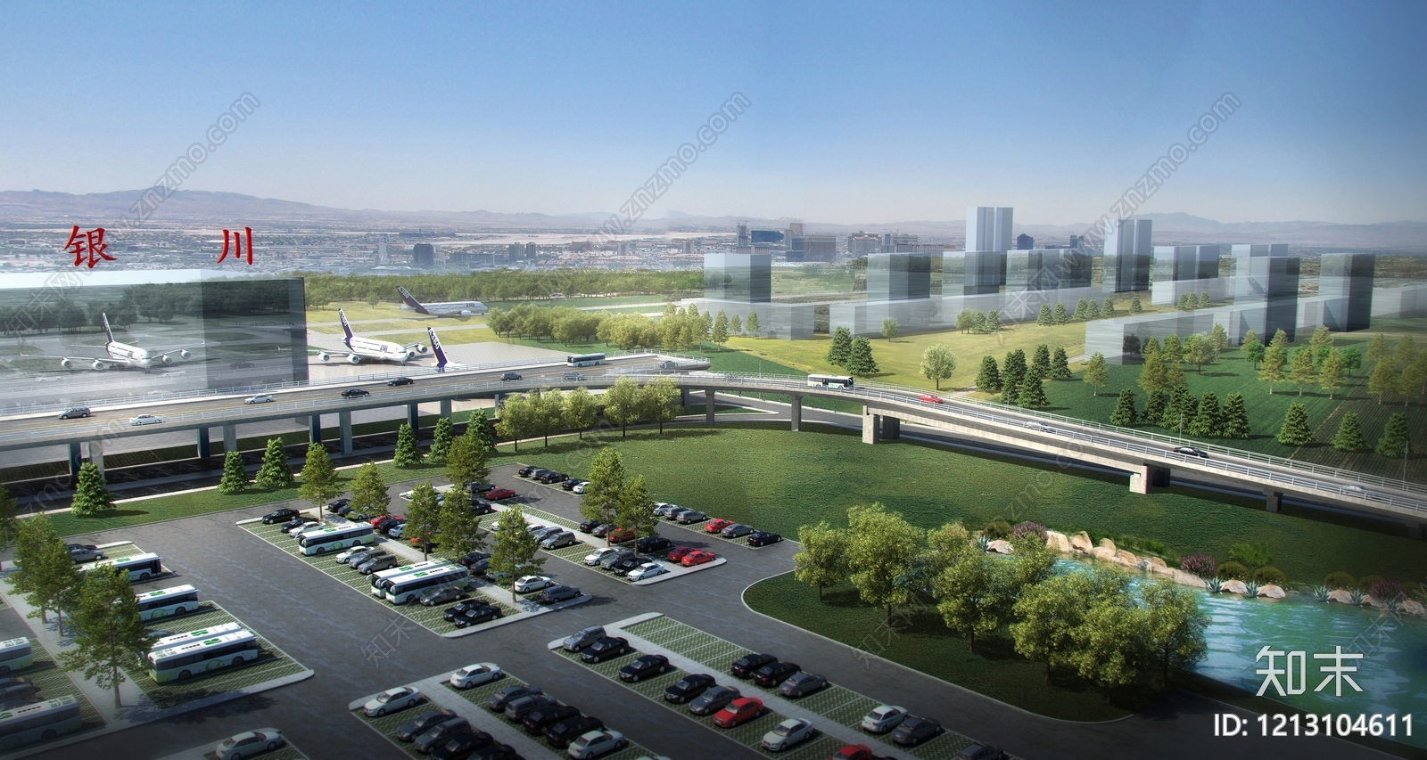 现代简约车站外观3D模型下载【ID:1213104611】