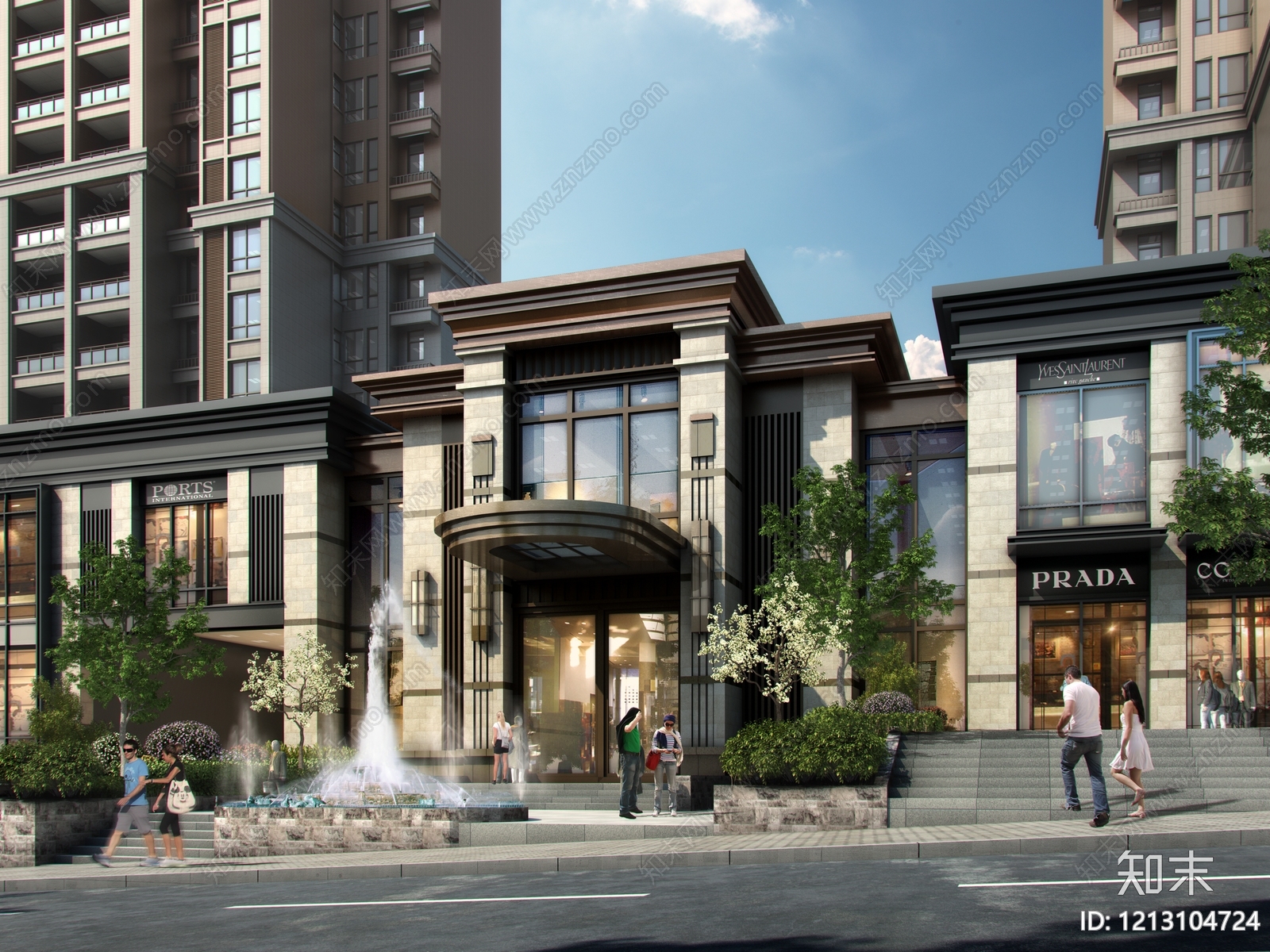 新古典主义售楼处外观3D模型下载【ID:1213104724】