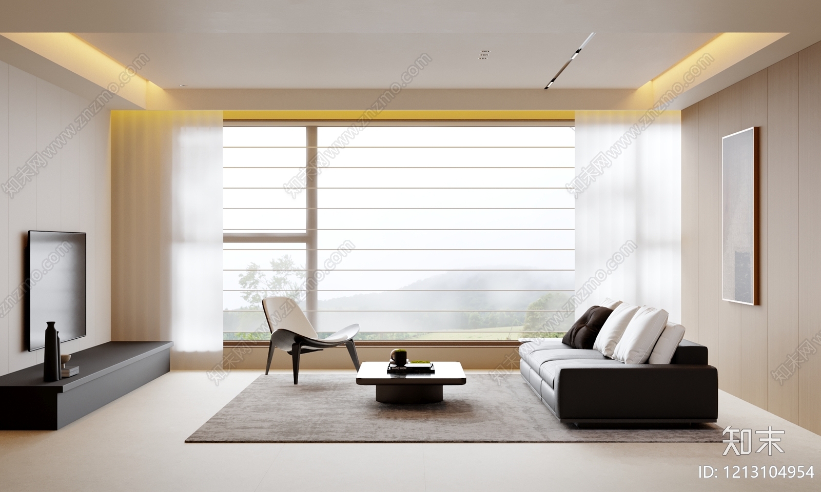 极简家居客厅3D模型下载【ID:1213104954】