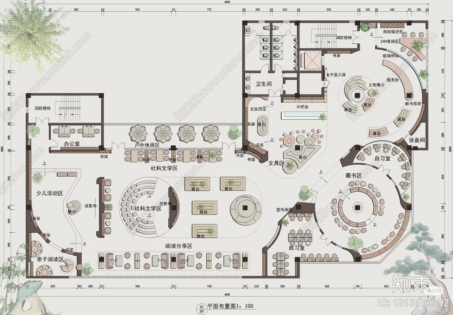 现代图书馆施工图下载【ID:1213106392】