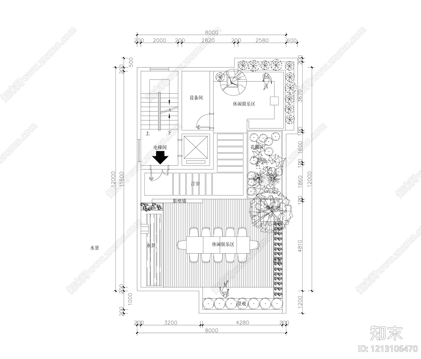 现代屋顶花园cad施工图下载【ID:1213106470】