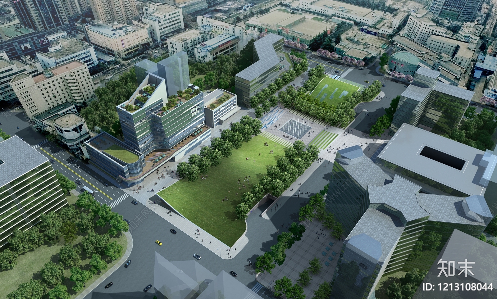 现代主义鸟瞰规划3D模型下载【ID:1213108044】