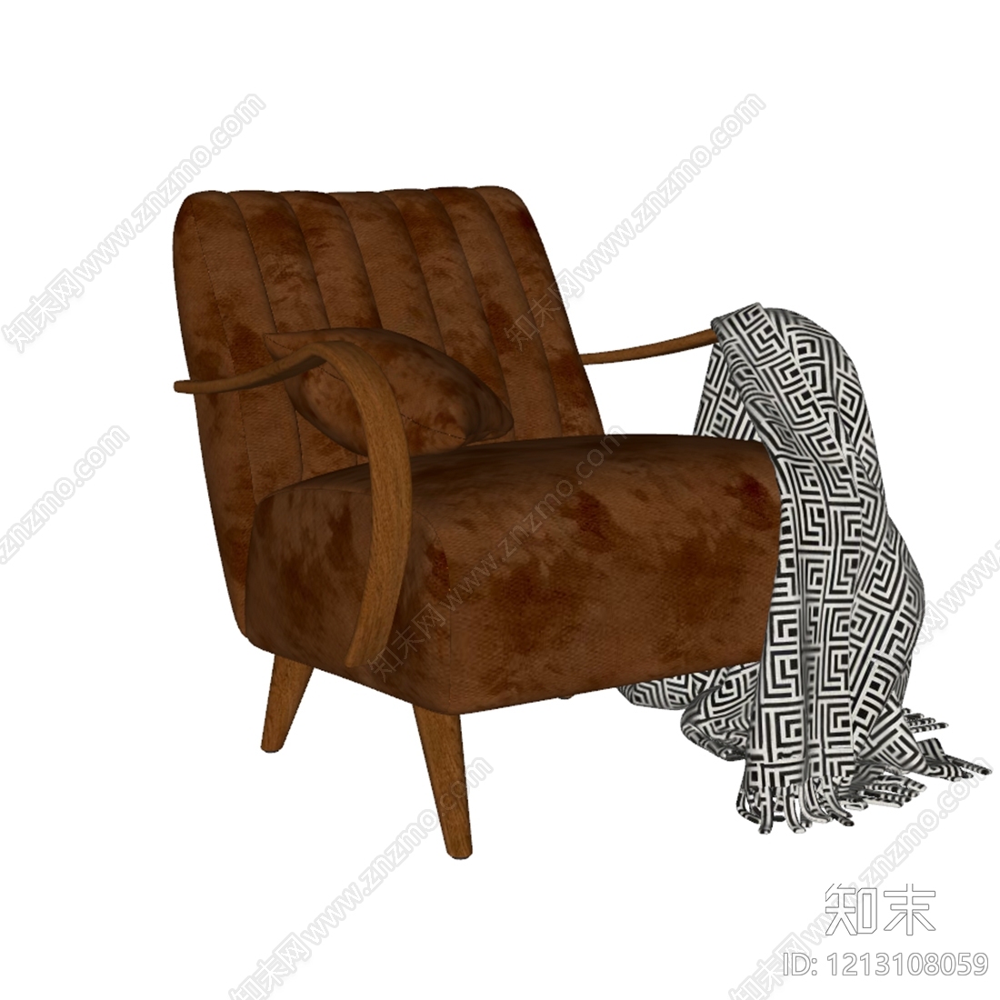 中古风单人沙发SU模型下载【ID:1213108059】