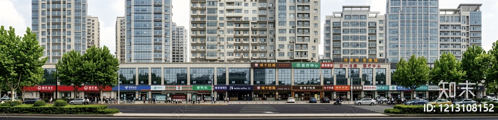 现代新中式建筑外立面贴图下载【ID:1213108152】