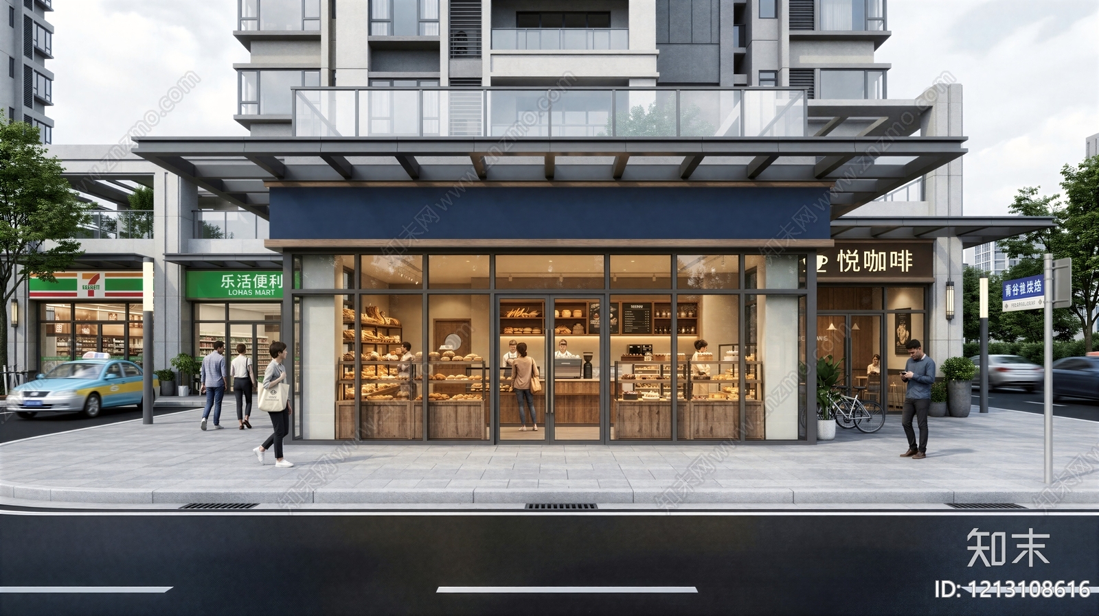 现代建筑外立面贴图下载【ID:1213108616】