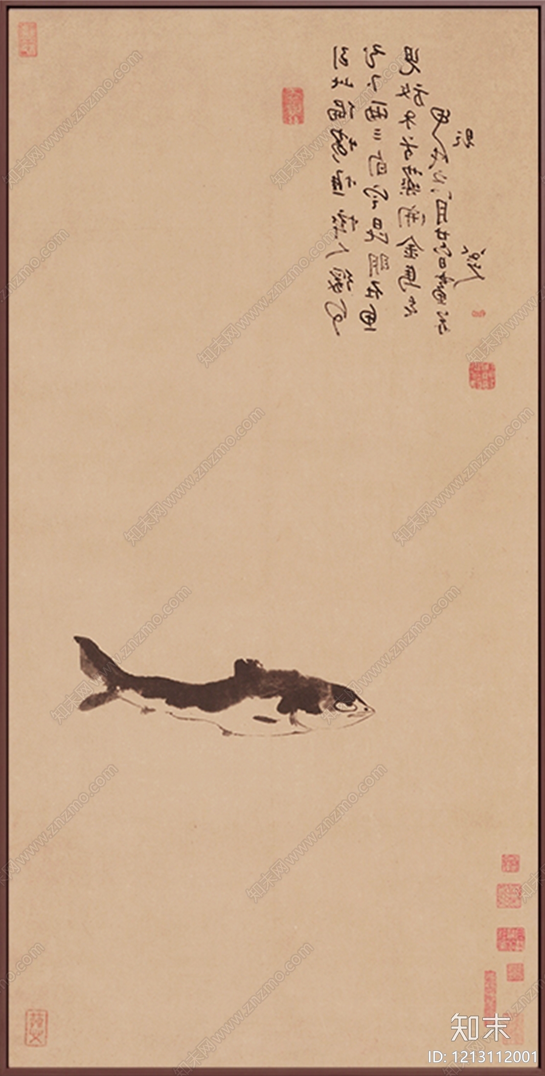 新中式中式字画贴图下载【ID:1213112001】