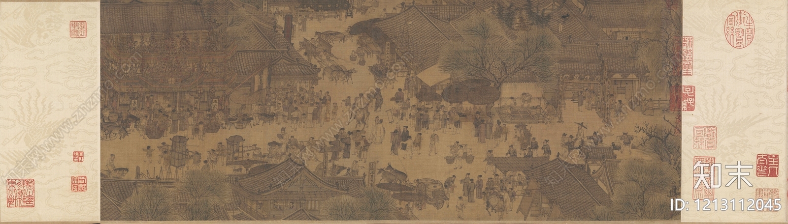 新中式中式花鸟壁纸贴图下载【ID:1213112045】