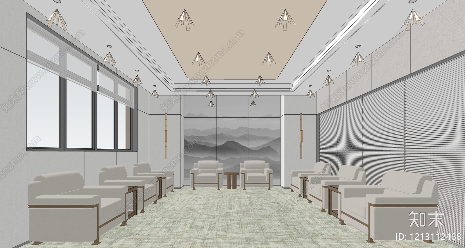 新中式接待室SU模型下载【ID:1213112468】