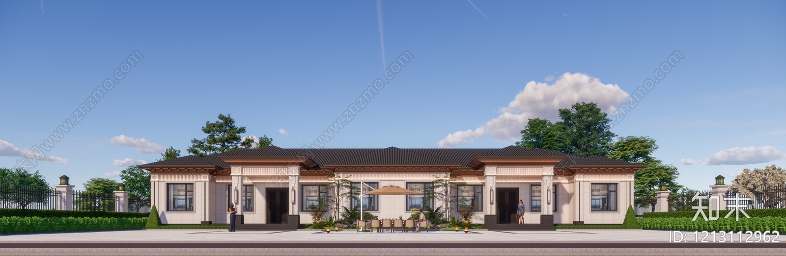 新中式联排别墅SU模型下载【ID:1213112962】