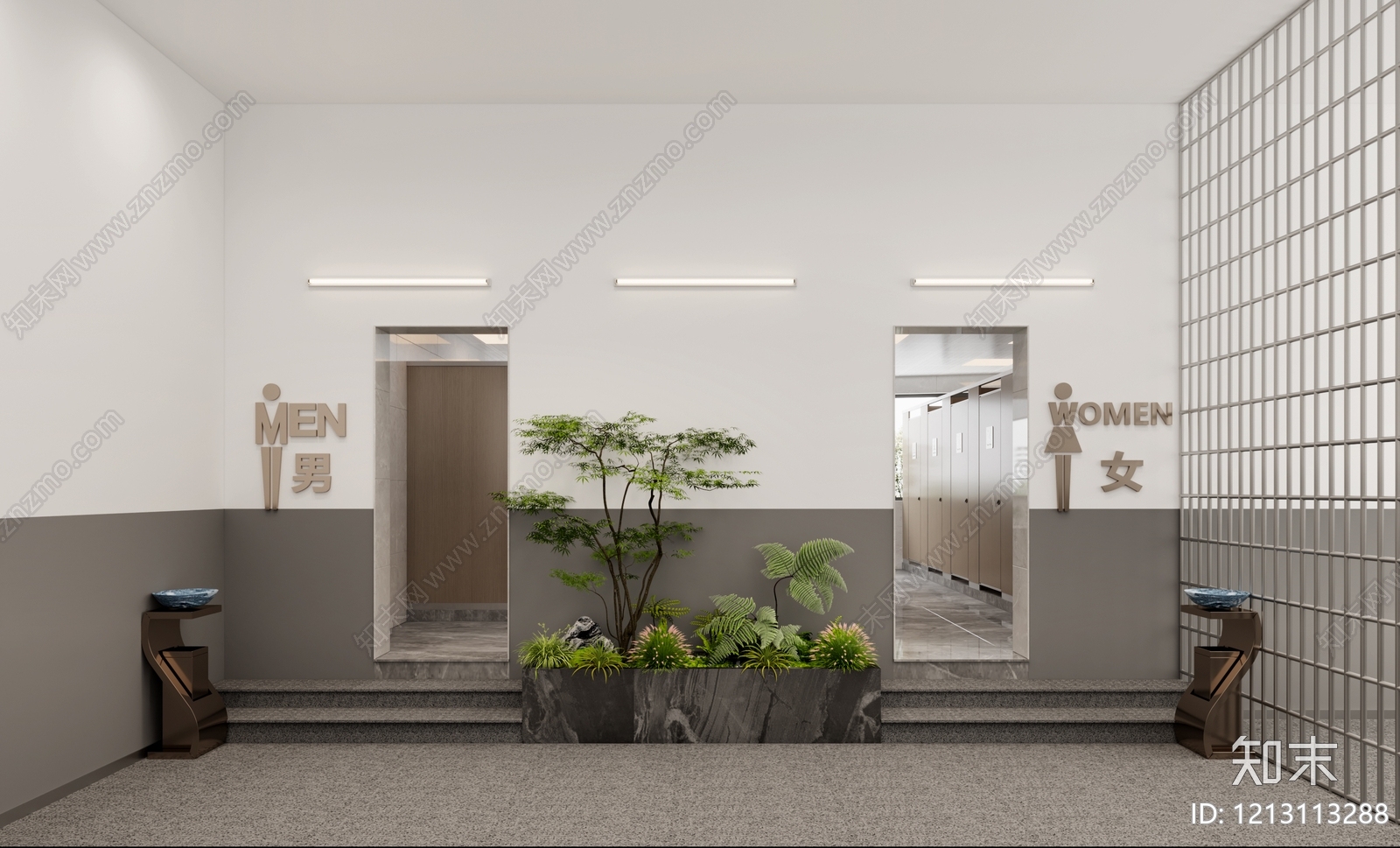 现代简约公共卫生间3D模型下载【ID:1213113288】