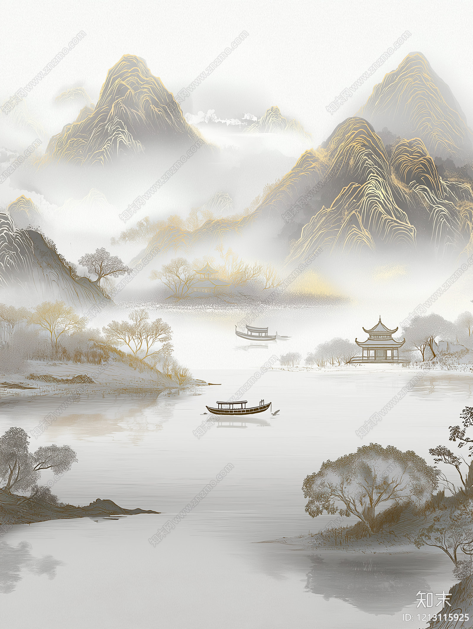 现代山水画贴图下载【ID:1213115925】