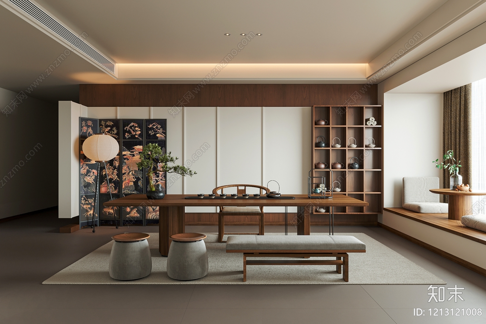 新中式茶室3D模型下载【ID:1213121008】