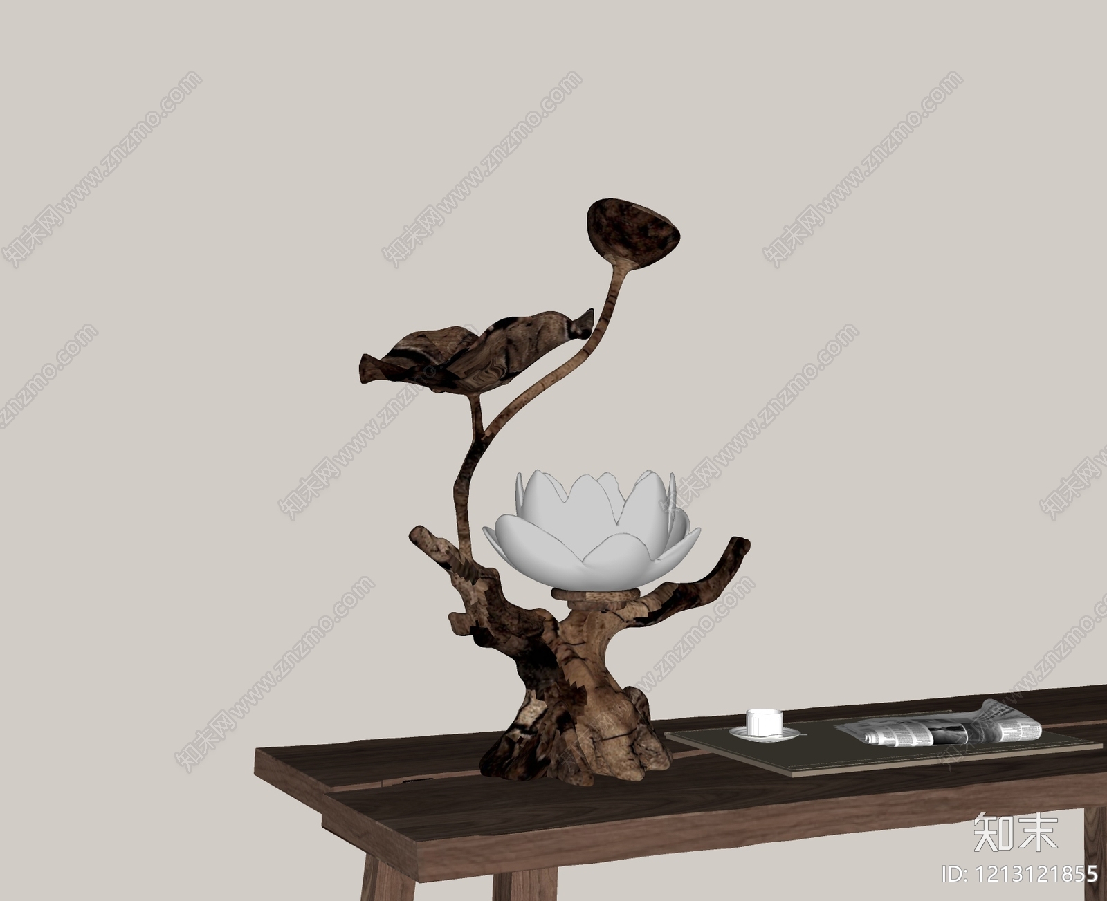 新中式台灯SU模型下载【ID:1213121855】