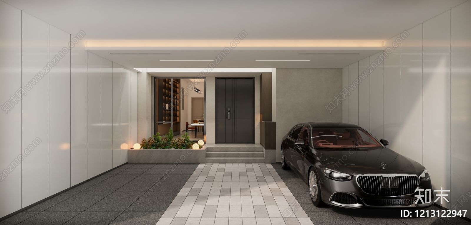 现代地下车库SU模型下载【ID:1213122947】