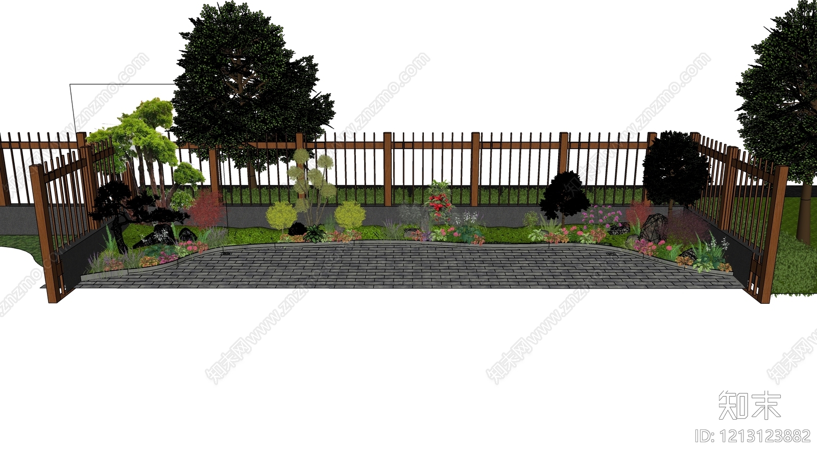 新中式景观屋顶花园SU模型下载【ID:1213123882】