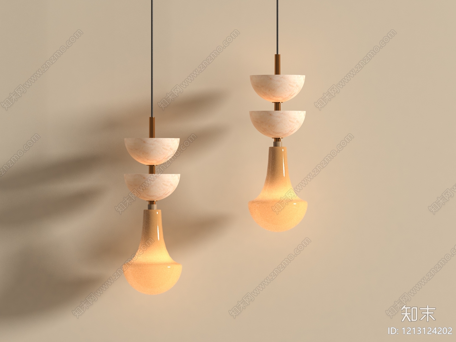 奶油风床头吊灯3D模型下载【ID:1213124202】