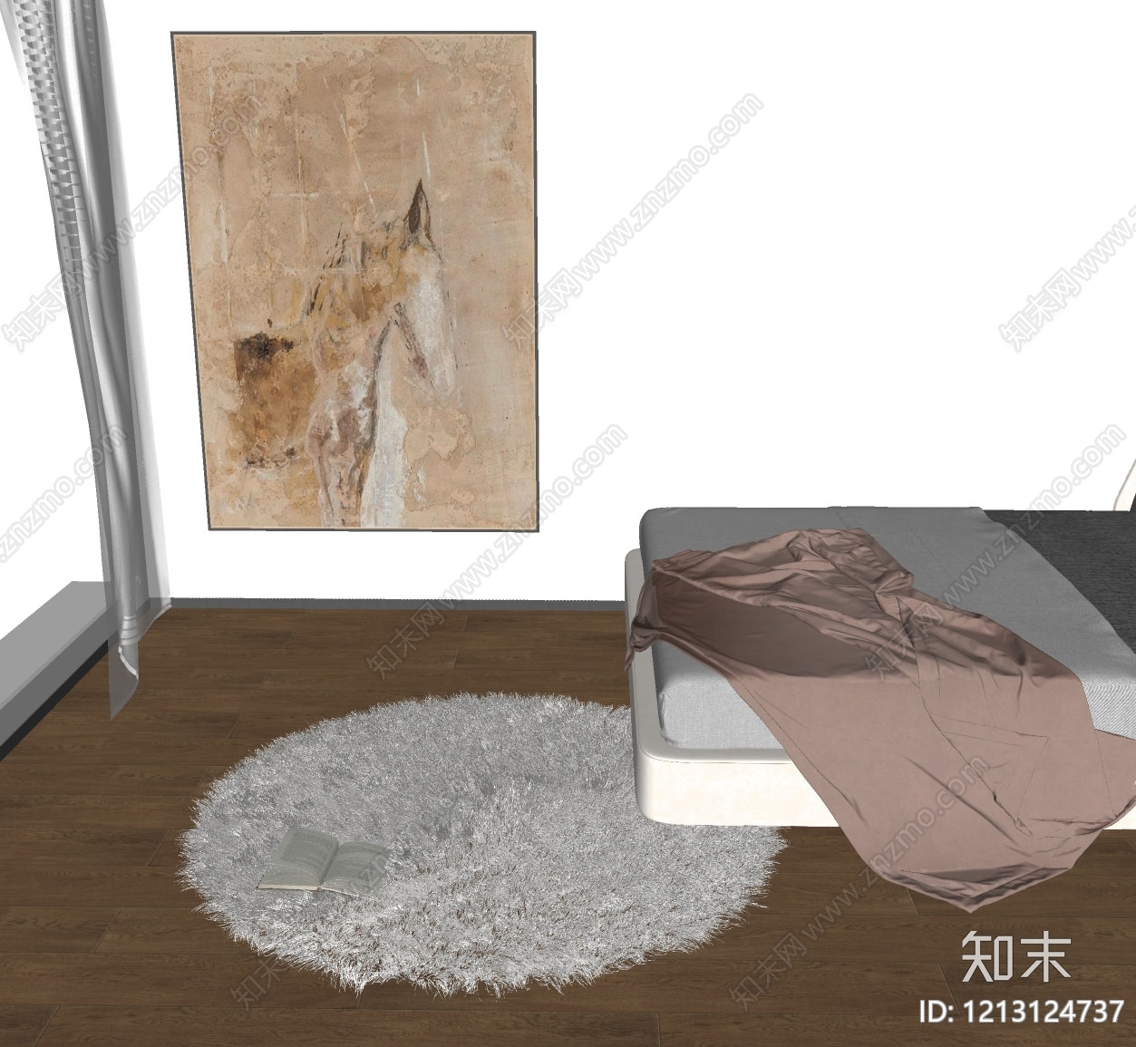 奶油风家居卧室SU模型下载【ID:1213124737】