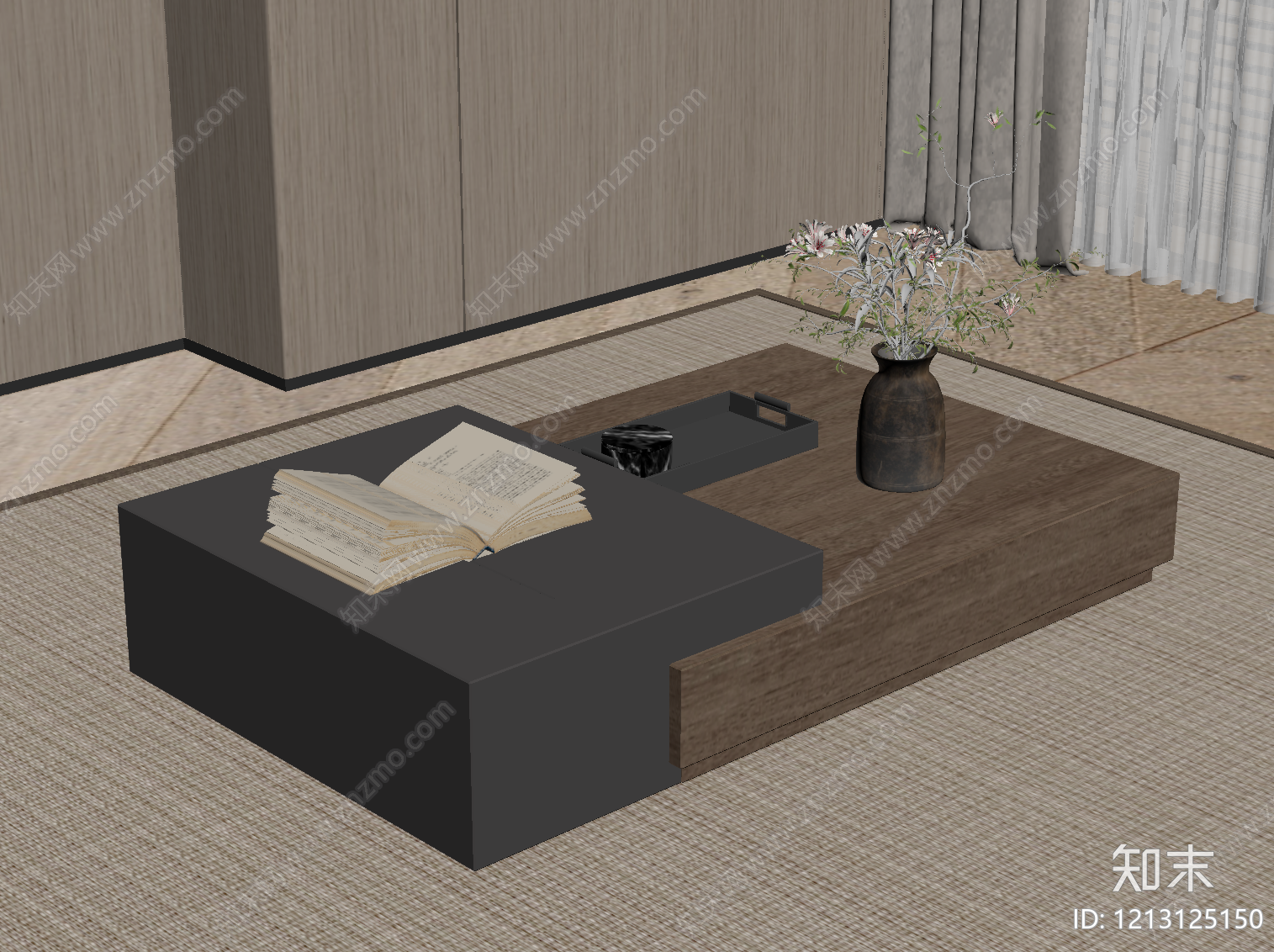 现代茶几SU模型下载【ID:1213125150】
