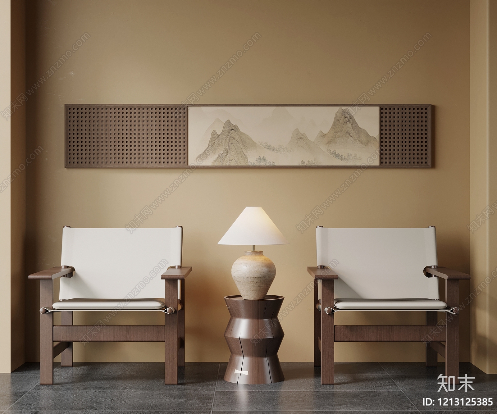 新中式休闲椅3D模型下载【ID:1213125385】