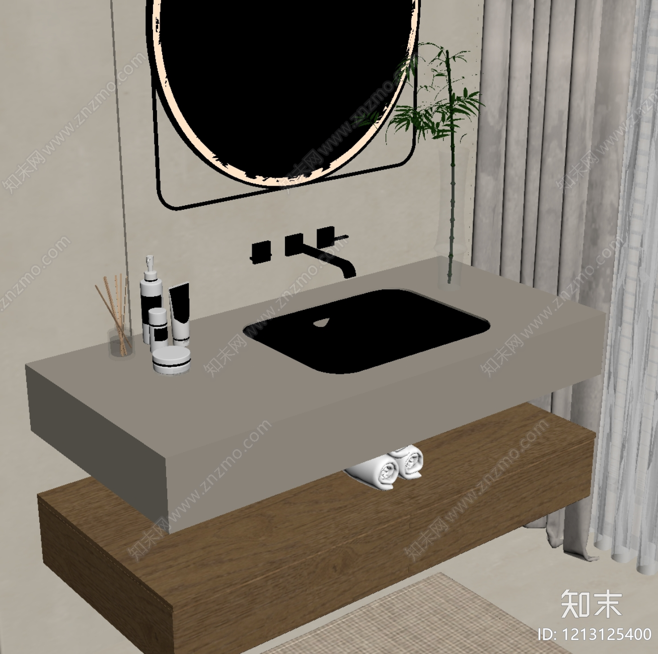 现代浴室柜SU模型下载【ID:1213125400】
