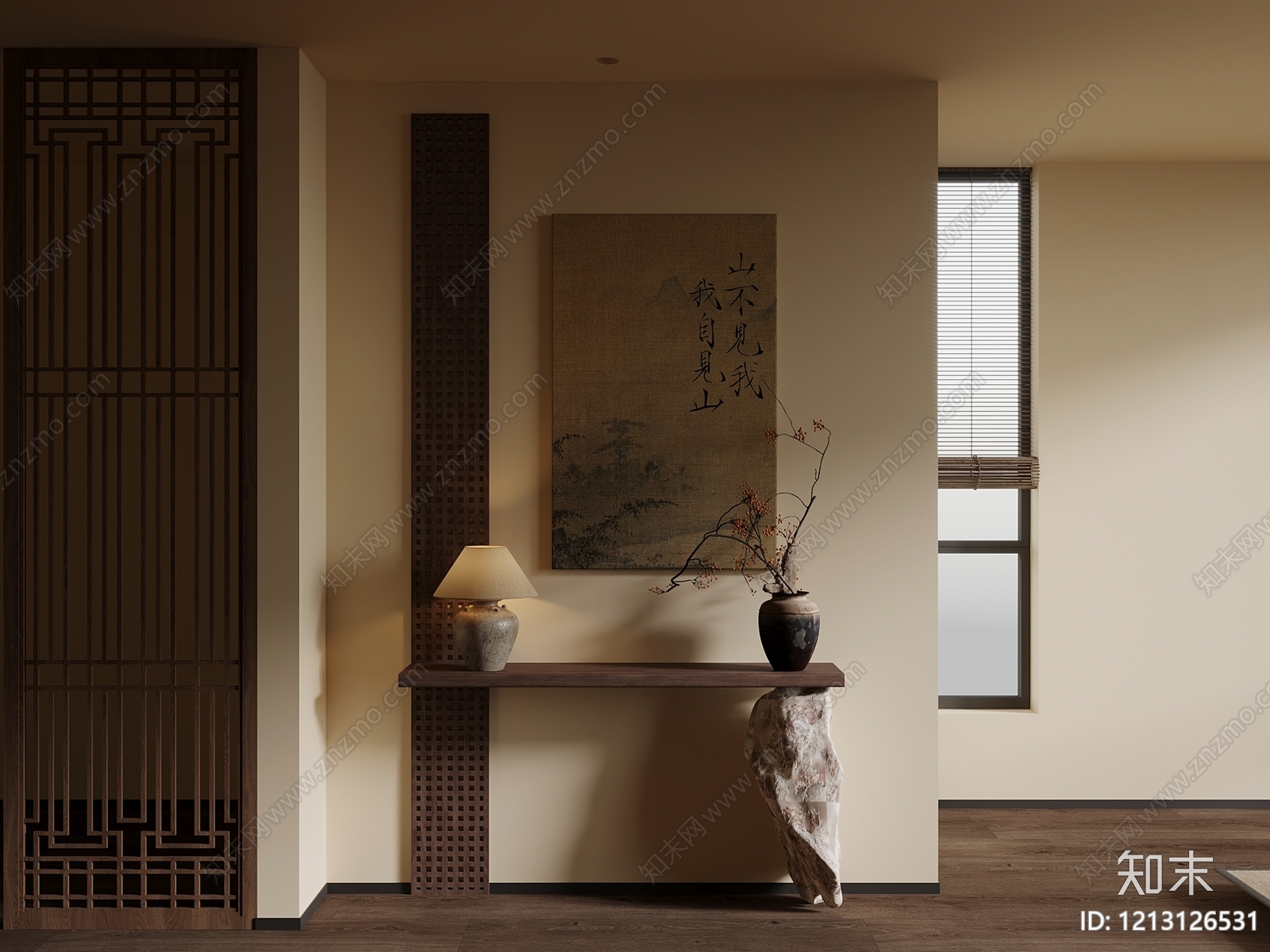 新中式玄关SU模型下载【ID:1213126531】