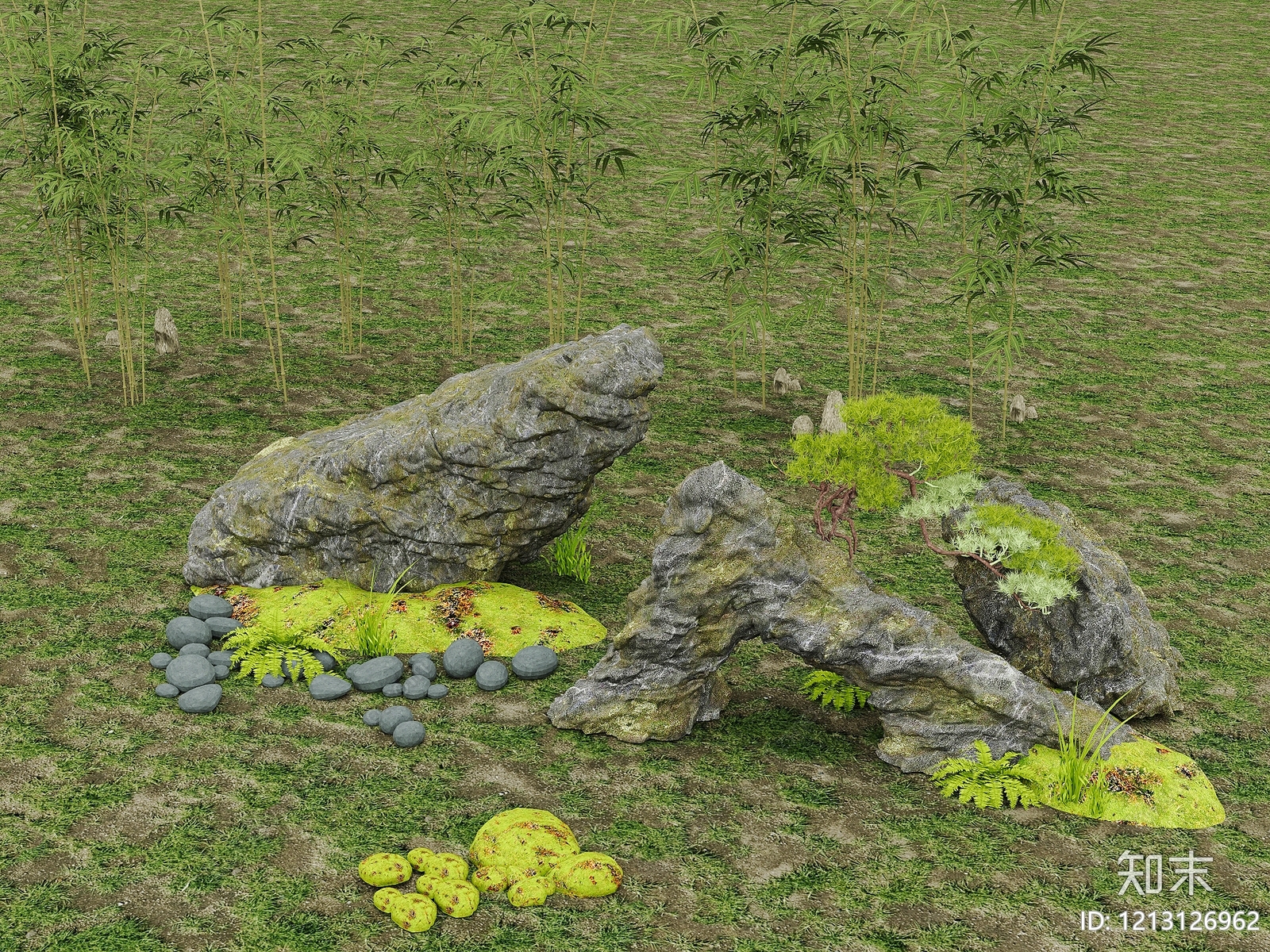 新中式景观石头3D模型下载【ID:1213126962】