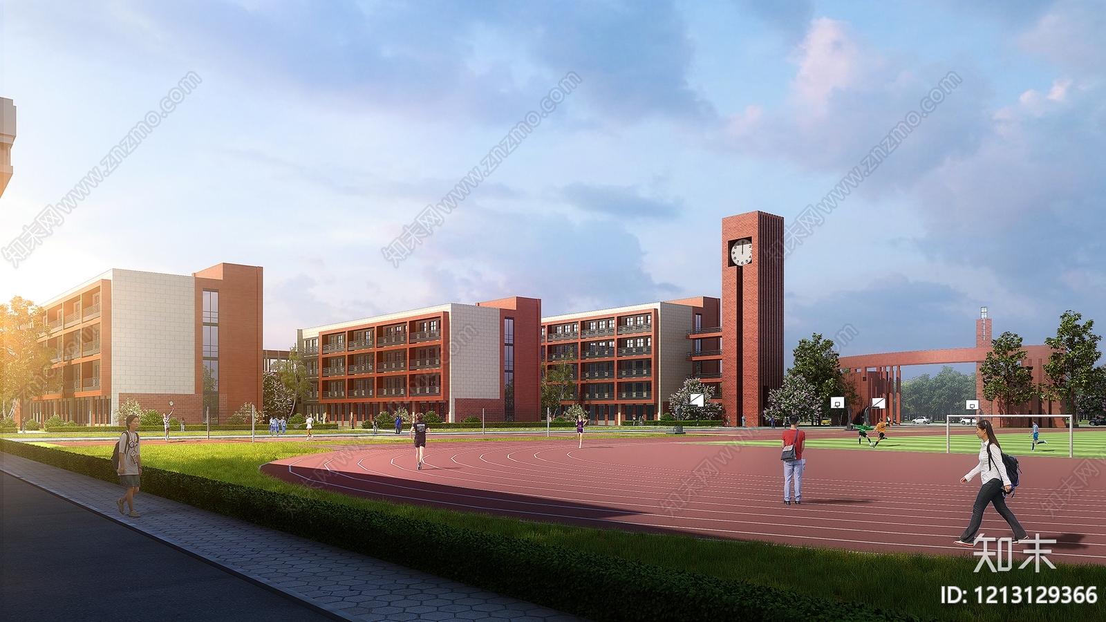 现代主义学校外观3D模型下载【ID:1213129366】