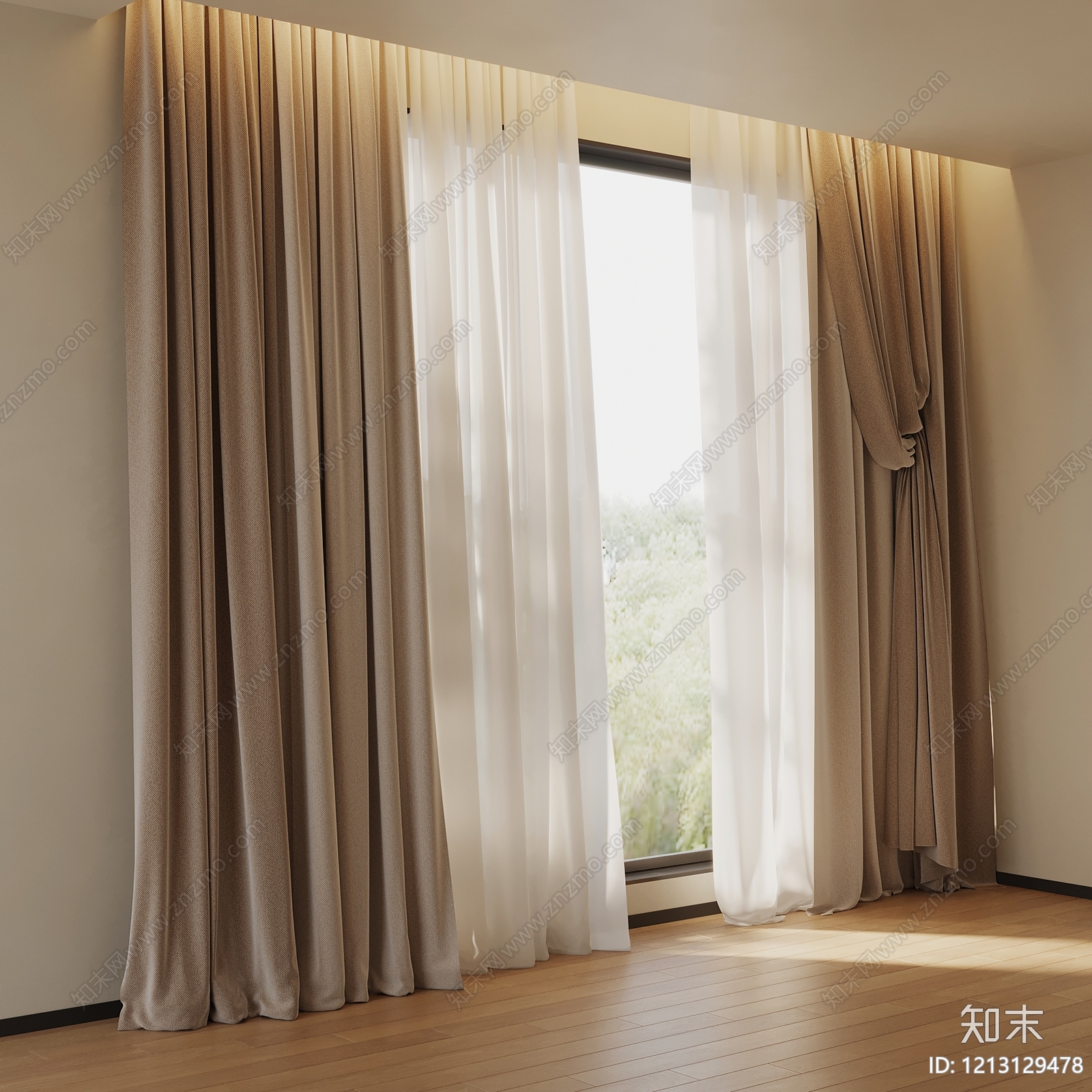 现代窗帘SU模型下载【ID:1213129478】