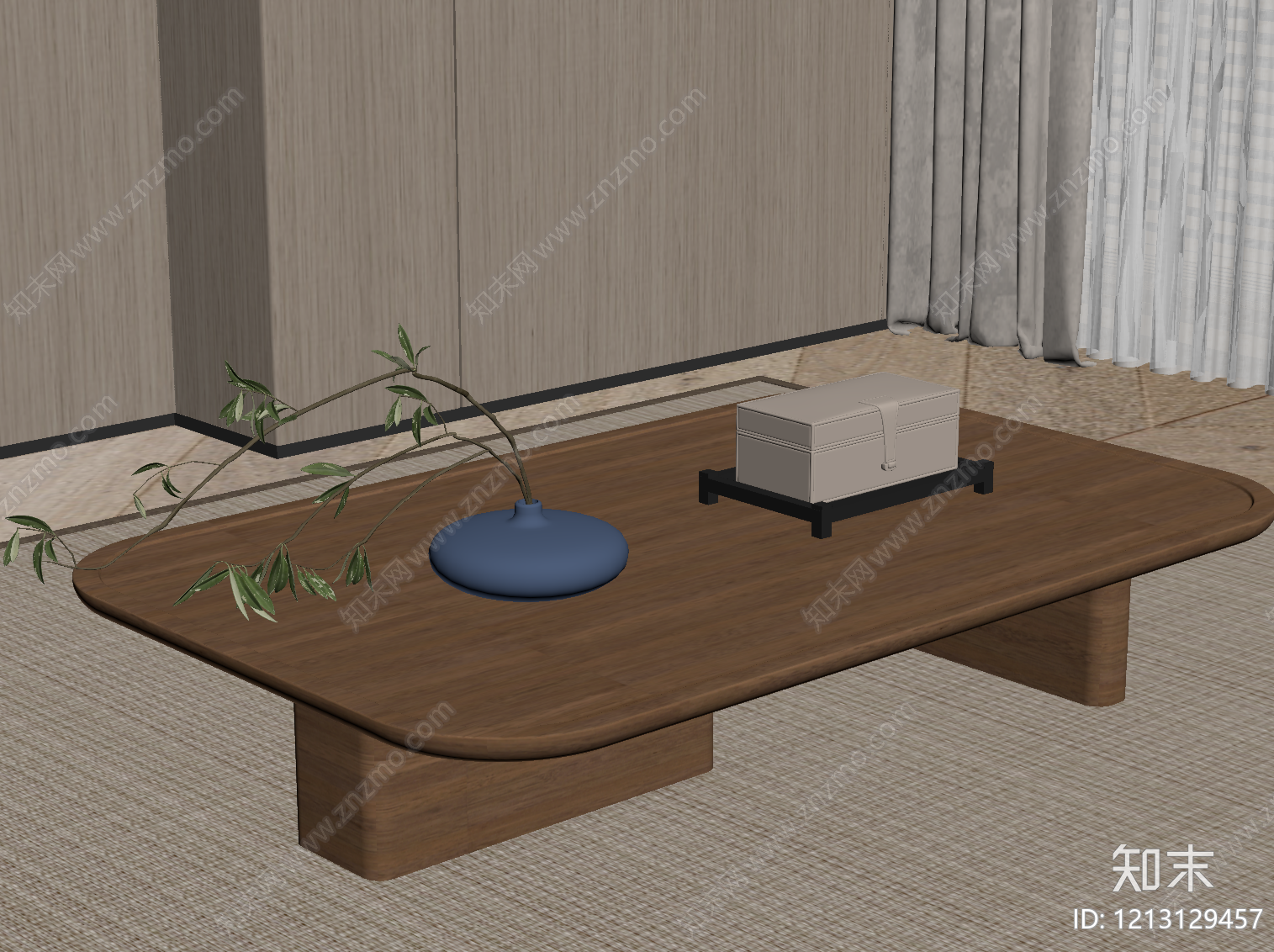 日式茶几SU模型下载【ID:1213129457】