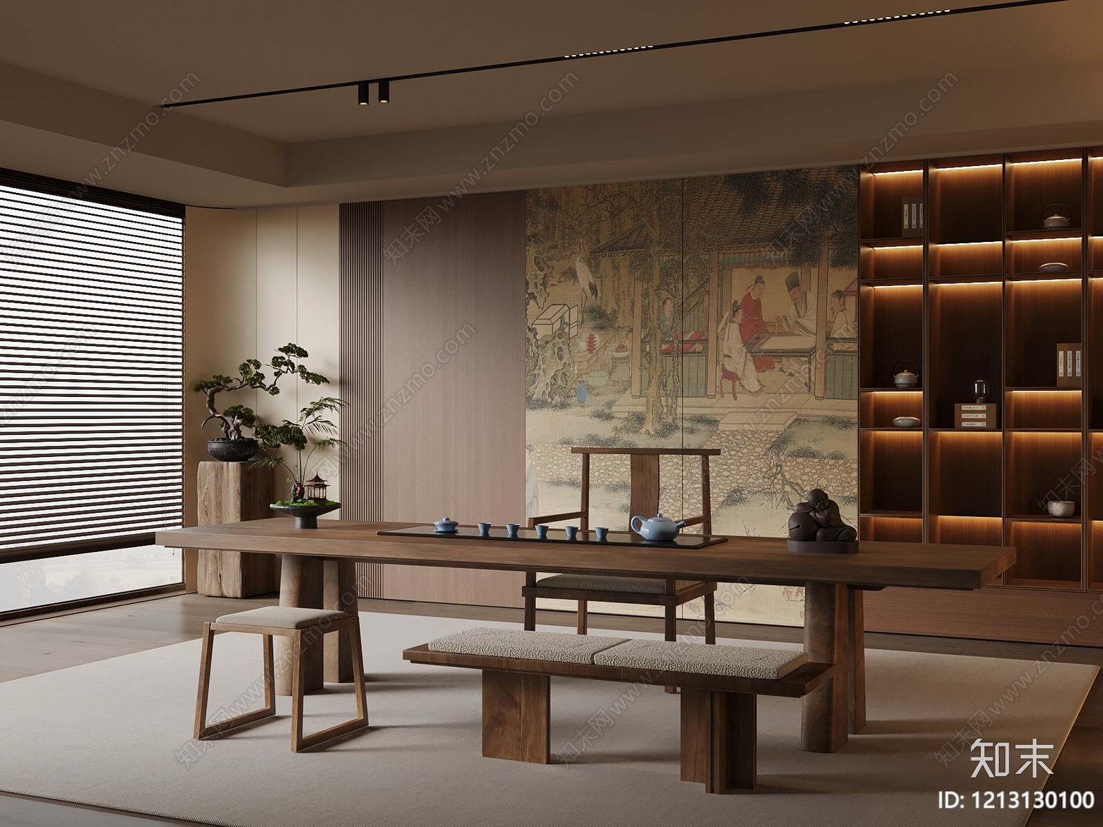 新中式茶室3D模型下载【ID:1213130100】