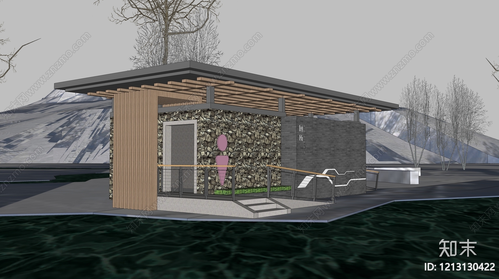 新中式小公建SU模型下载【ID:1213130422】
