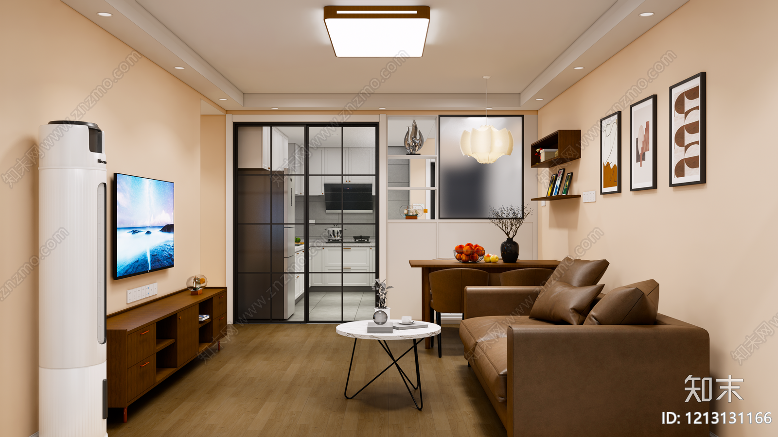现代小户型客厅SU模型下载【ID:1213131166】
