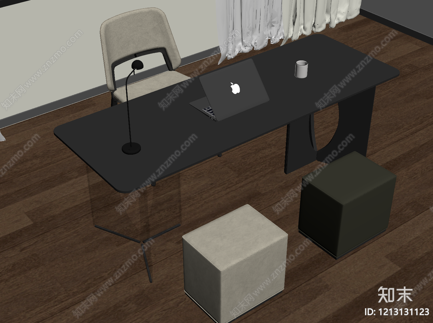 现代书桌SU模型下载【ID:1213131123】
