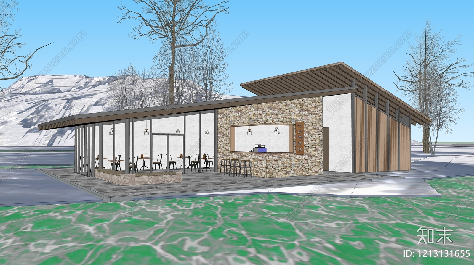 新中式小公建SU模型下载【ID:1213131655】