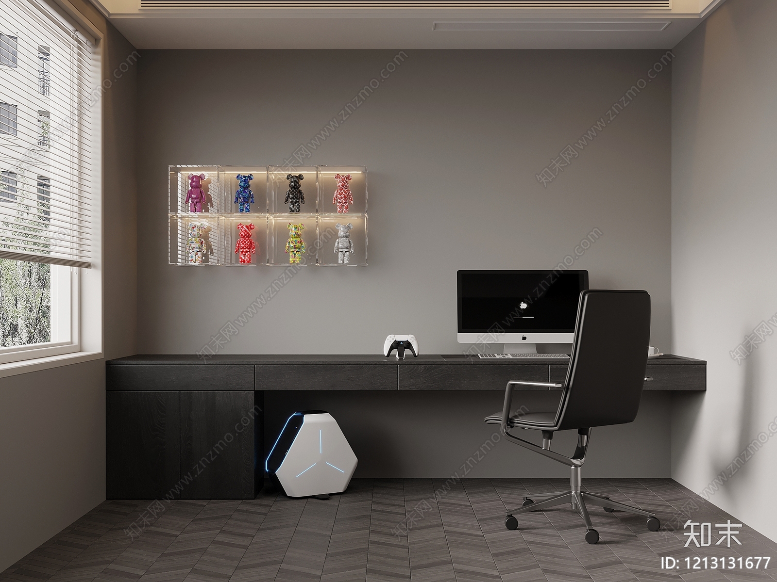 现代极简书房3D模型下载【ID:1213131677】