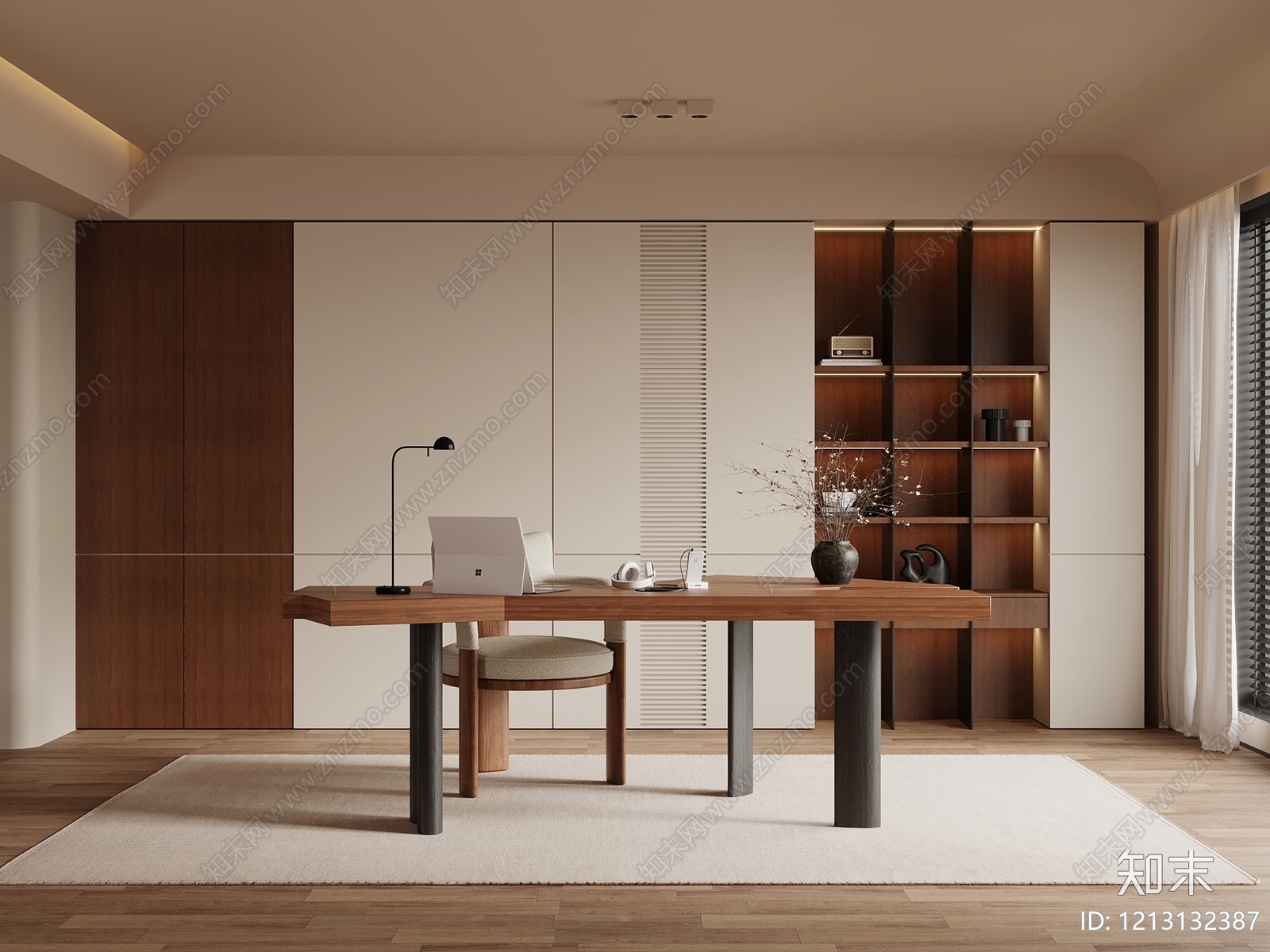 现代简约书房3D模型下载【ID:1213132387】