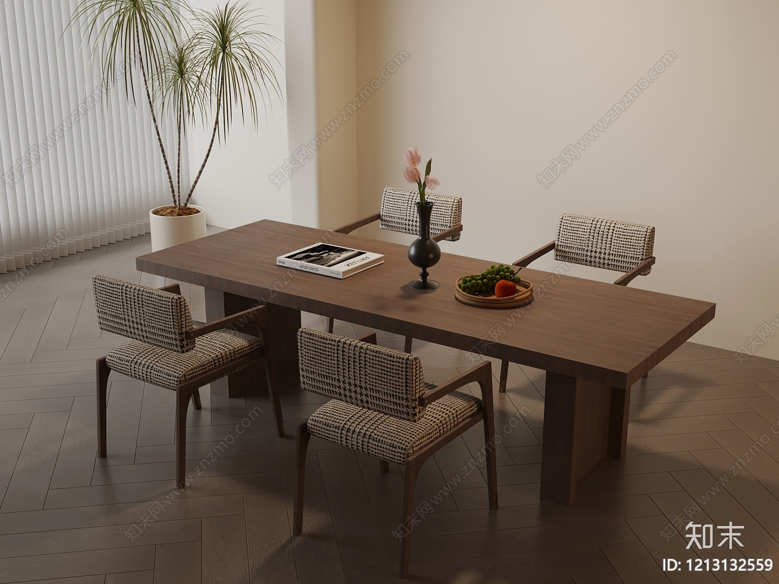 现代简约餐桌椅3D模型下载【ID:1213132559】