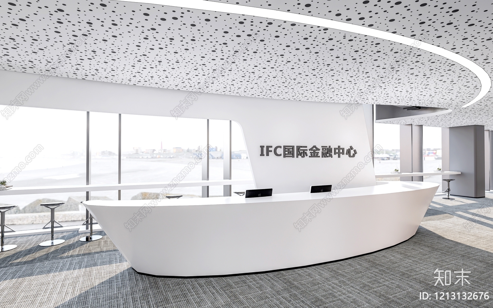 极简办公大堂SU模型下载【ID:1213132676】