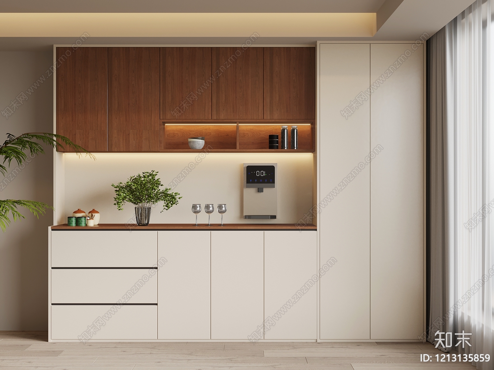 现代简约餐边柜3D模型下载【ID:1213135859】
