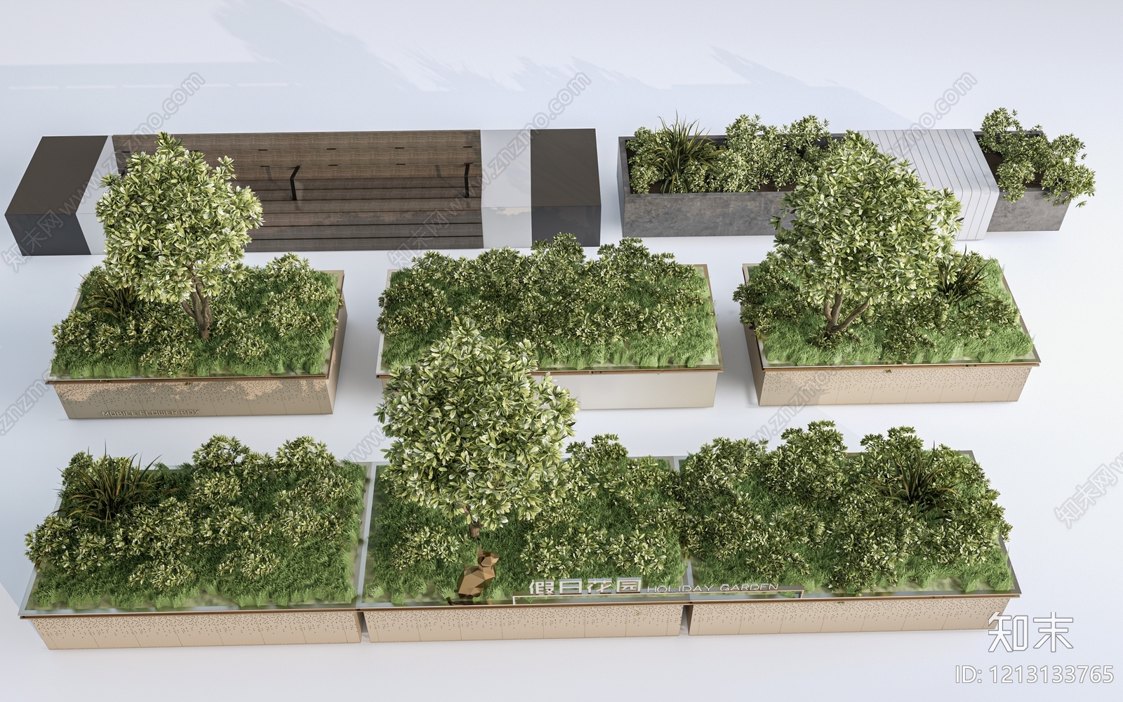 现代简约花钵花器SU模型下载【ID:1213133765】