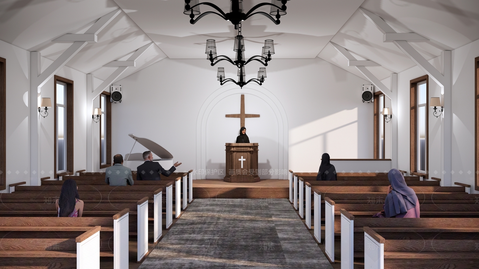 现代简约教堂3D模型下载【ID:1213134289】