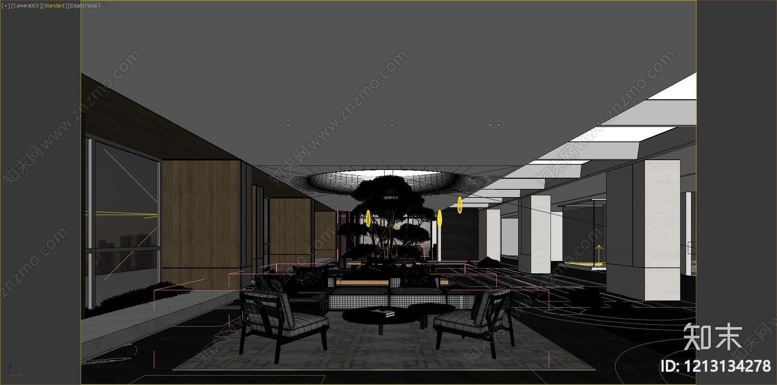 新中式休息区3D模型下载【ID:1213134278】