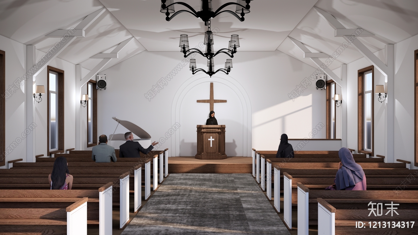 现代简约教堂SU模型下载【ID:1213134317】