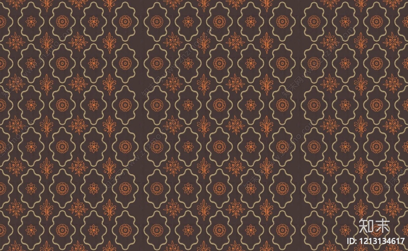 美式复古花纹壁纸贴图下载【ID:1213134617】